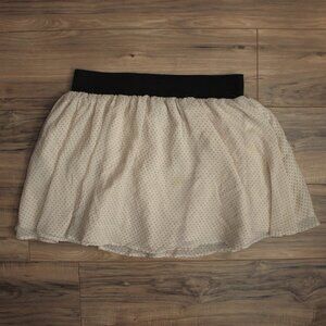 H&M Cream White & Black Polka Dot Circle Skirt L